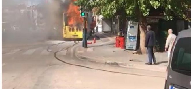 BURSA'DA YOLCU OTOBÜSÜ ALEV ALARAK YANDI