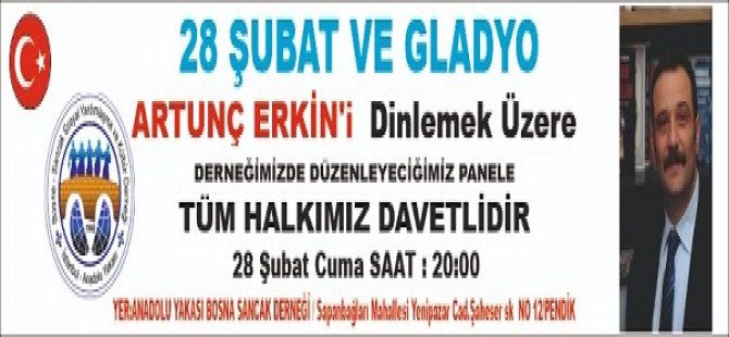 BOSNA SANCAK DERNEĞİ'NDEN  ARTUNÇ EKİN PANEL DAVETİ