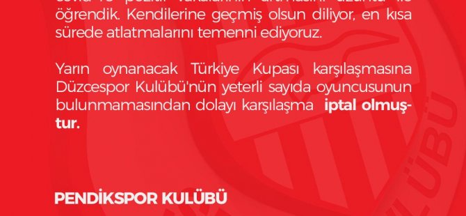 PENDİKSPOR'DAN MAÇ İPTALİ DUYURUSU