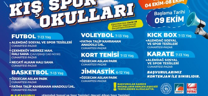 ÇEKMEKÖY'DE KIŞ SPOR OKULLARI  KAYIT BAŞVURULARI BAŞLADI