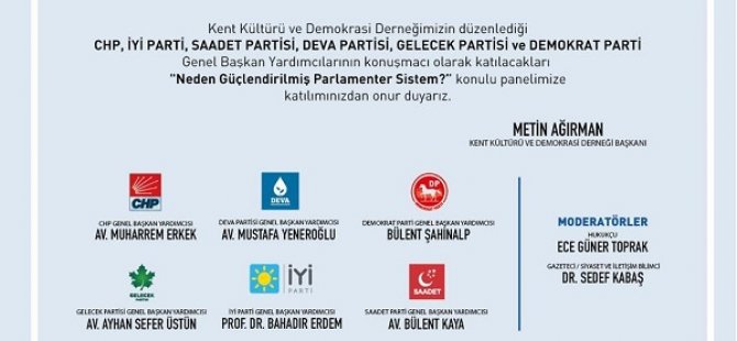 KENT KÜLTÜRÜ VE DEMOKRASİ DERNEĞİ'NDEN PANEL DAVETİ