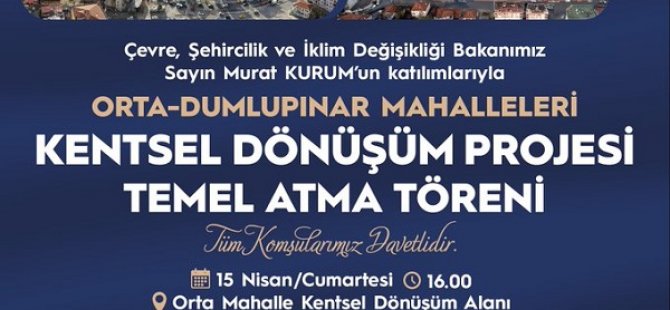 BAKAN MURAT KURUM PENDİK'TE KENTSEL DÖNÜŞÜM PROJESİ'NİN TEMEL ATMA TÖRENİNE GELİYOR