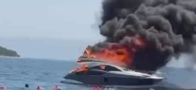 KINALIADA'DA TEKNE YANGINI! DENİZE ATLAYAN 12 YOLCU KURTARILDI