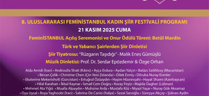 ULUSLARARASI FEMİNİSTANBUL KADIN ŞİİRİ FESTİVALİ 8.KEZ KARTAL'DA BAŞLIYOR