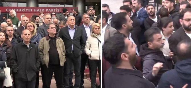 CHP GENEL MERKEZİ ÖNÜNDE TEBLİĞ GERGİNLİĞİ