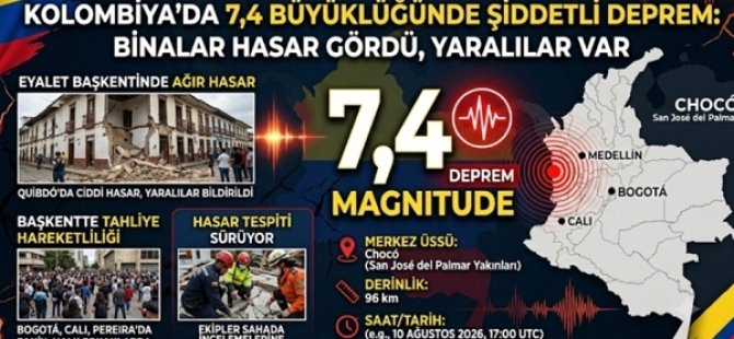KOLOMBİYA'DA 7.4 BÜYÜKLÜĞÜNDE ŞİDDETLİ DEPREM:BİNALAR HASAR GÖRDÜ YARALILAR VAR