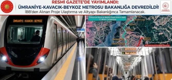 İSTANBUL'A 16,5 KİLOMETRELİK YENİ METRO: DEV PROJEYİ BAKANLIK ÜSTELENDİ