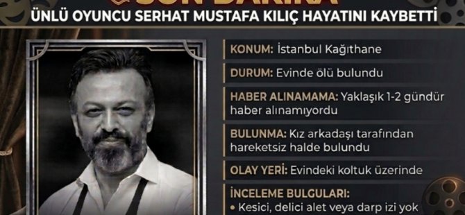 ÜNLÜ OYUNCU SERHAT KILIÇ EVİNDE ÖLÜ BULUNDU