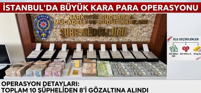 İSTANBUL'DA KARA PARA OPERASYONU:10 ŞÜPHELİDEN 8'İ GÖZALTINA ALINDI