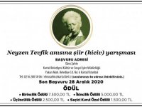 NEYZEN TEVFİK ŞİİR YARIŞMASININ BAŞVURULARI ALINMAYA BAŞLANDI